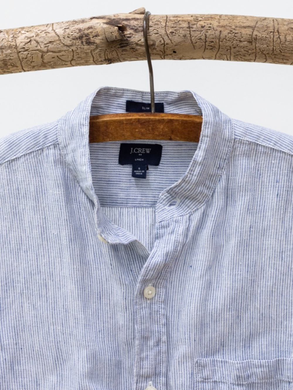 J Crew Collarless Linen Shirt : Slim Fit Small